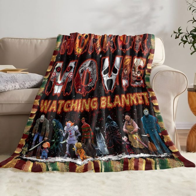 Custom Horror Movie Watching Blanket – Personalized Cozy Gift For Fans - Image 2