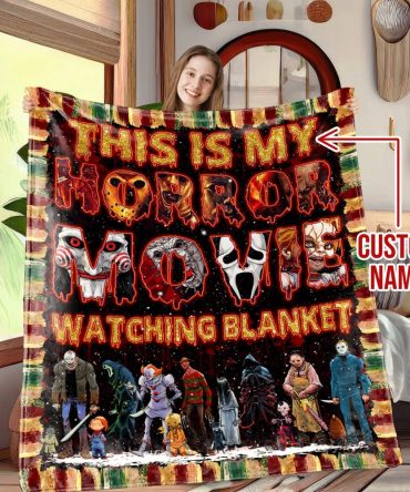 Custom Horror Movie Watching Blanket – Personalized Cozy Gift For Fans