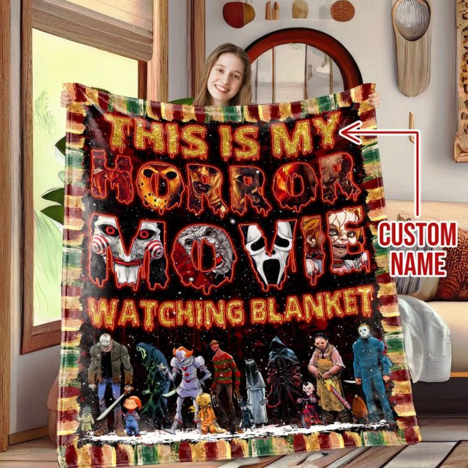 Custom Horror Movie Watching Blanket – Personalized Cozy Gift For Fans