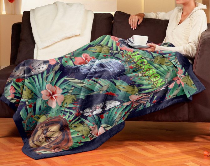 Custom Name Horror Movie Character Blanket - Personalized Cozy Gift For Fans - Image 3