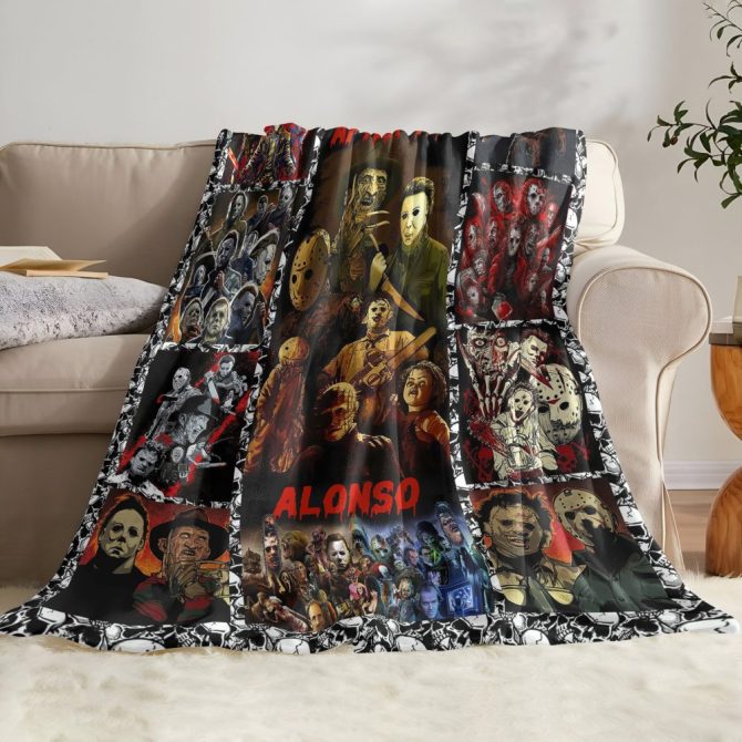 Custom Horror Movie Blanket – Personalized Name, Cozy Gift For Thriller Fans! - Image 2