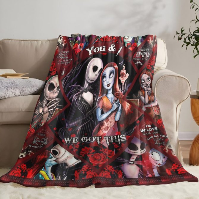Custom Name Nightmare-Inspired You & Me Blanket – Perfect Halloween Gift For Couples! - Image 2