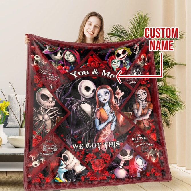 Custom Name Nightmare-Inspired You & Me Blanket – Perfect Halloween Gift For Couples!
