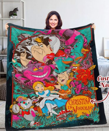 Custom Name Wonderland Blanket – Personalized Cozy Cartoon Throw For Kids & Adults