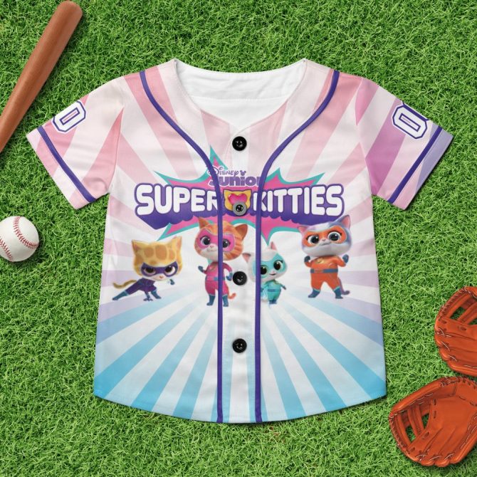 Kids' Super Kitties Baseball Jersey - Fun Cartoon Sports Shirt For Boys & Girls - Image 2