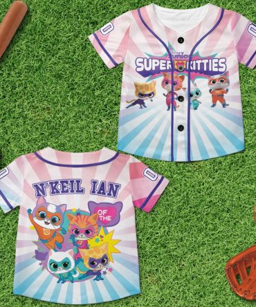 Kids' Super Kitties Baseball Jersey - Fun Cartoon Sports Shirt For Boys & Girls