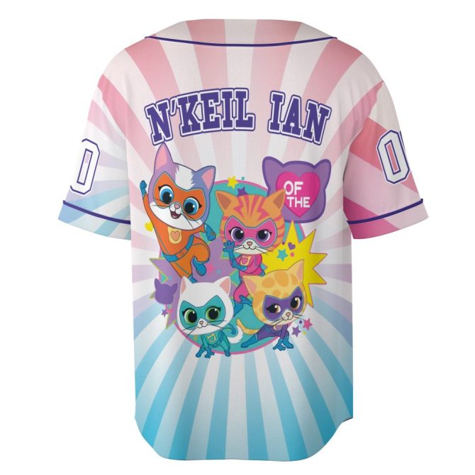 Kids' Super Kitties Baseball Jersey - Fun Cartoon Sports Shirt For Boys & Girls - Image 5