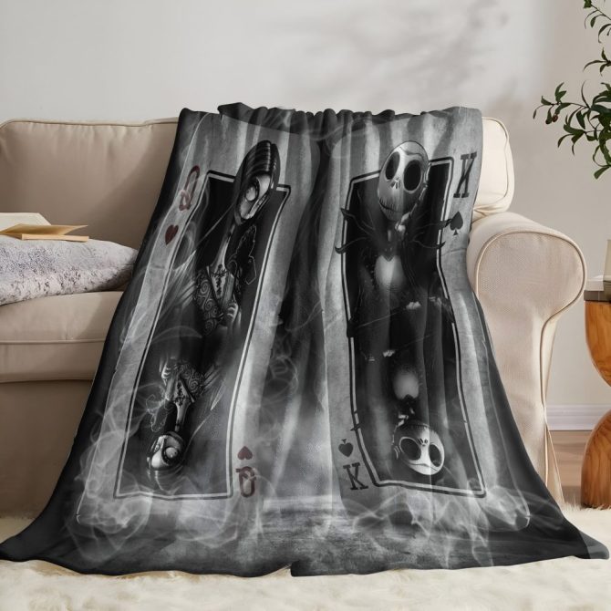 Custom Name Gothic Queen & King Blanket - Unique Gift For Couples - Image 2