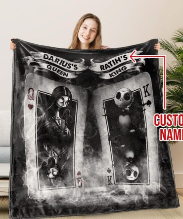 Custom Name Gothic Queen & King Blanket - Unique Gift For Couples