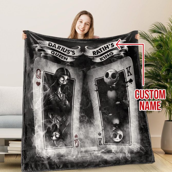 Custom Name Gothic Queen & King Blanket - Unique Gift For Couples