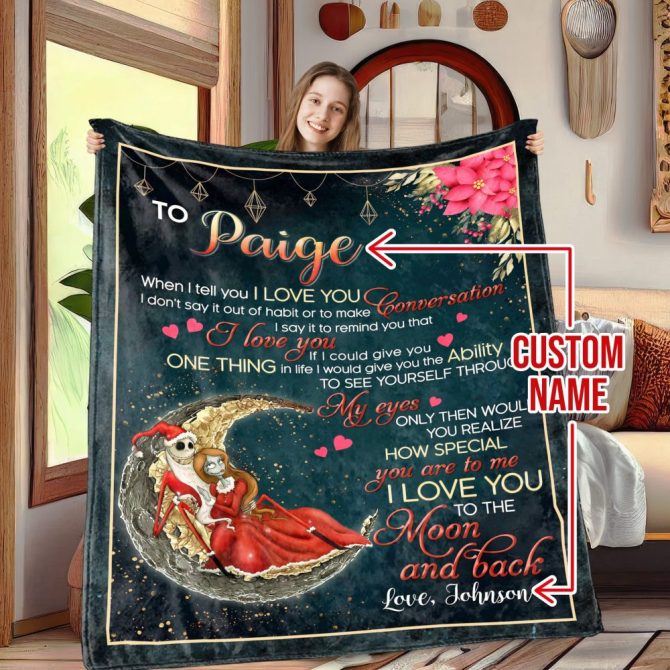 Custom Name Love Blanket - Personalized Romantic Gift For Her With Heartfelt Message