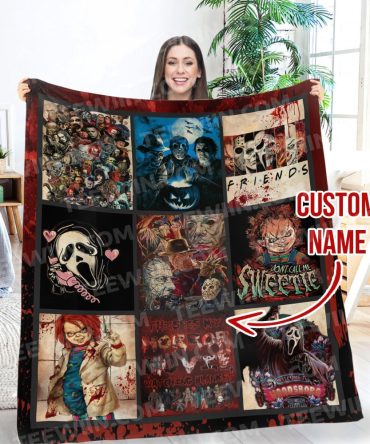 Custom Horror Movie Blanket – Personalized Scary Movie Fan Gift – Cozy & Unique