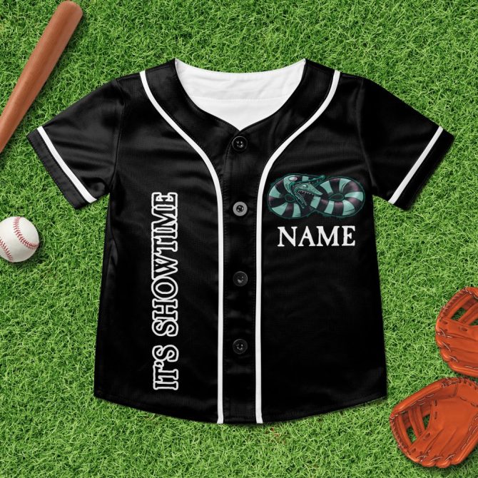Custom Horror-Themed Baseball Jersey - It'S Showtime Graphic Tee For Fans - Image 4