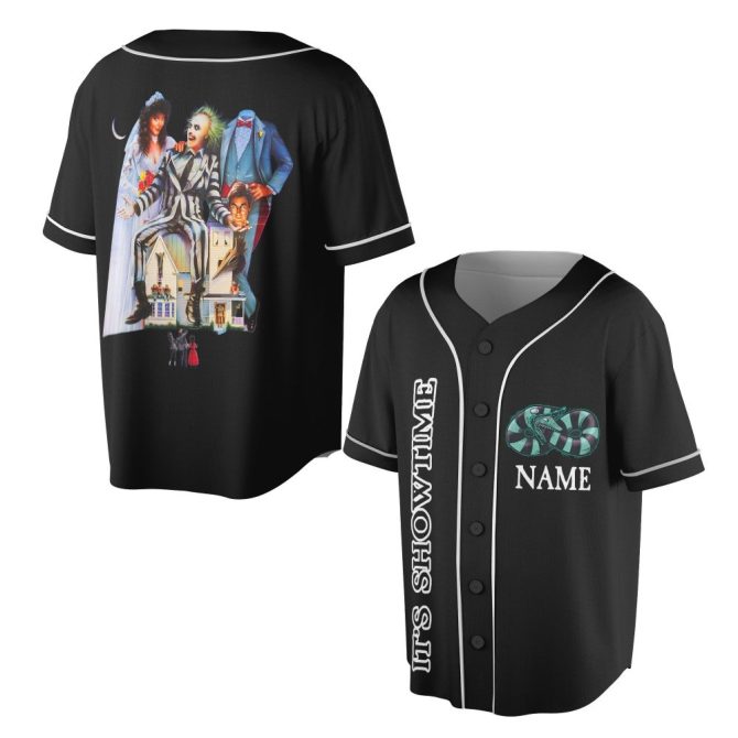 Custom Horror-Themed Baseball Jersey - It'S Showtime Graphic Tee For Fans