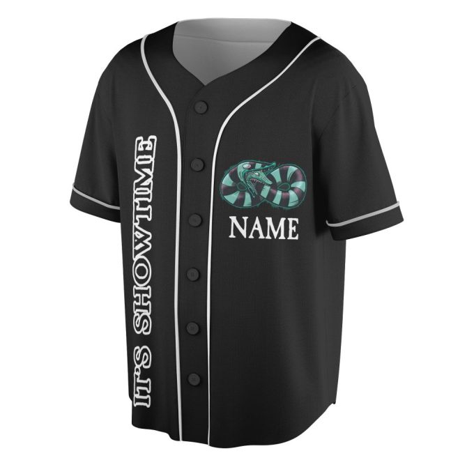 Custom Horror-Themed Baseball Jersey - It'S Showtime Graphic Tee For Fans - Image 2