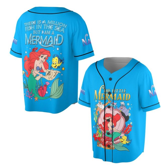 Vibrant Little Mermaid Baseball Jersey – Fun Ariel & Friends Design For Kids