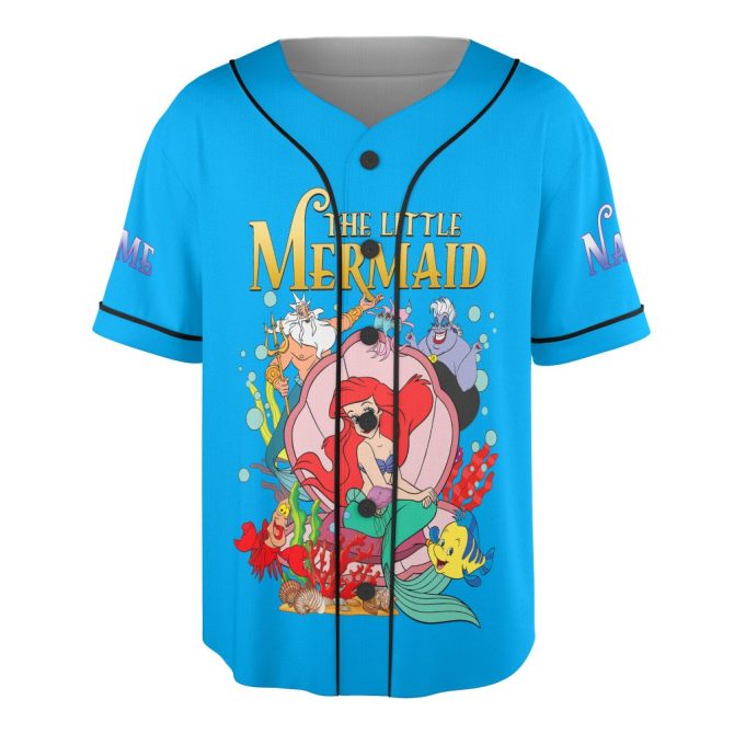 Vibrant Little Mermaid Baseball Jersey – Fun Ariel & Friends Design For Kids - Image 3