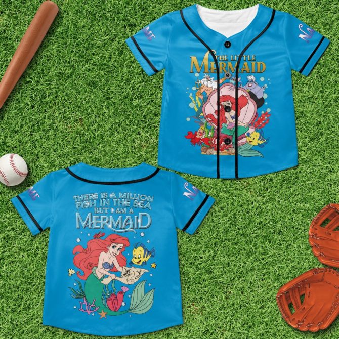 Vibrant Little Mermaid Baseball Jersey – Fun Ariel & Friends Design For Kids - Image 4