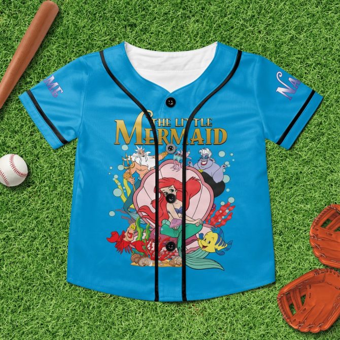 Vibrant Little Mermaid Baseball Jersey – Fun Ariel & Friends Design For Kids - Image 5
