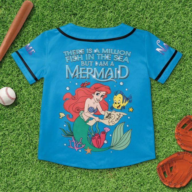 Vibrant Little Mermaid Baseball Jersey – Fun Ariel & Friends Design For Kids - Image 6