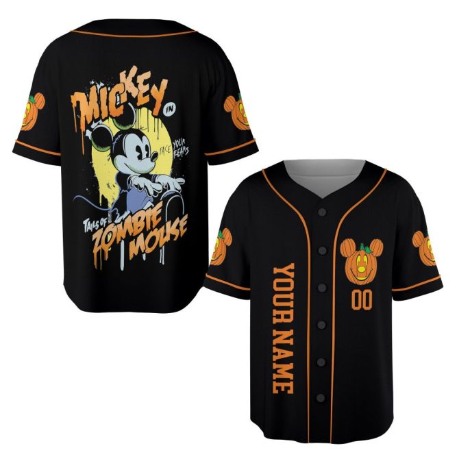 Custom Zombie Mouse Baseball Jersey - Halloween Special Edition, Personalized Name & Number