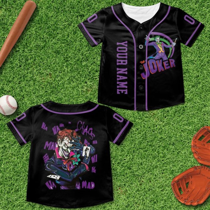 Custom Joker Baseball Jersey – Personalized Comic Style Sports Shirt - Image 6