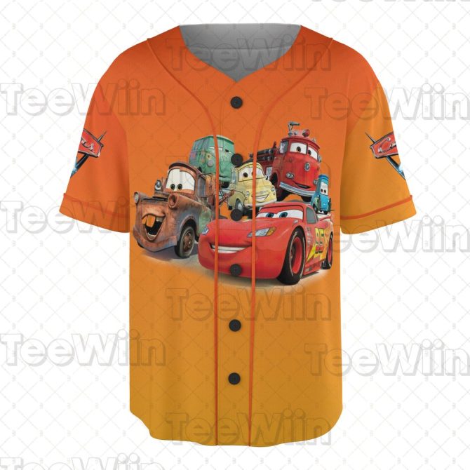 Customizable Kids' Cars Movie Jersey – Add Your Name – Vibrant Orange Cartoon Shirt - Image 2