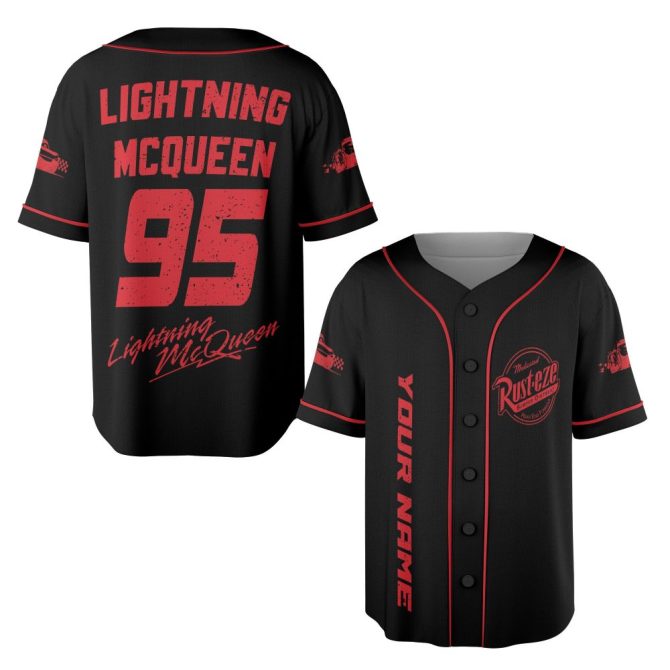 Custom Lightning Mcqueen 95 Jersey - Personalized Black & Red Sports Shirt