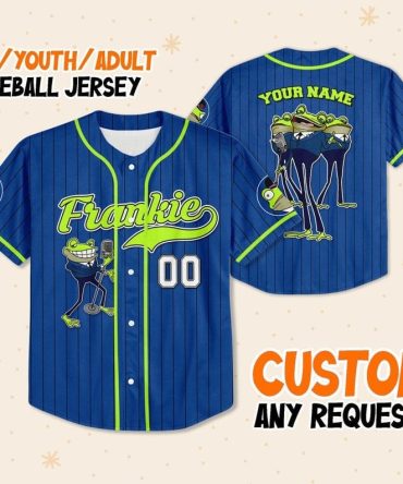 Custom Kids/Youth/Adult Frog Baseball Jersey – Personalize Your Name & Number!
