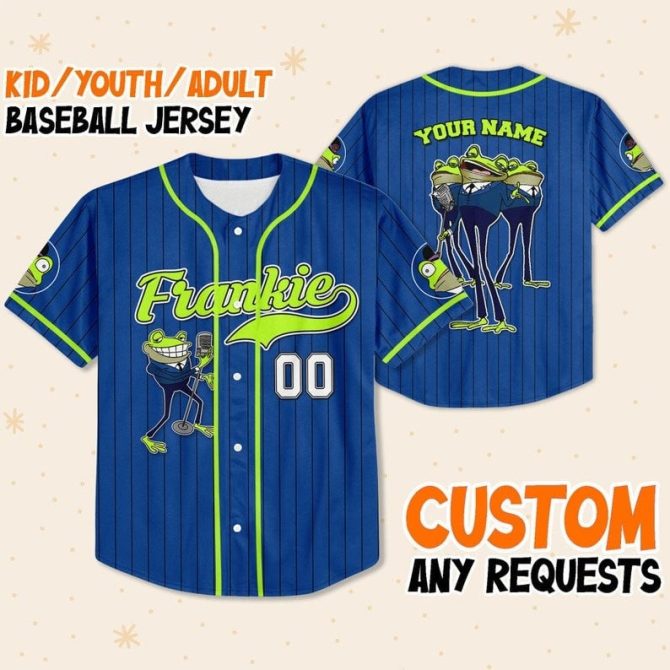 Custom Kids/Youth/Adult Frog Baseball Jersey – Personalize Your Name & Number!