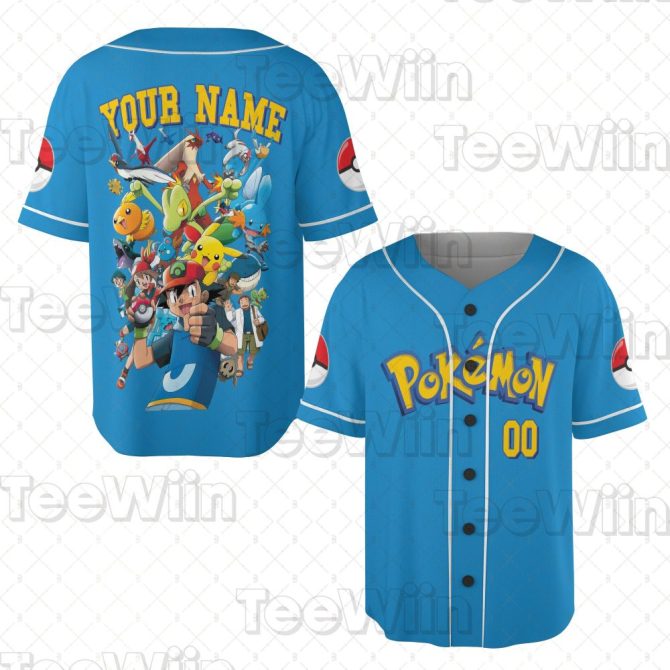 Customizable Pokémon Baseball Jersey – Personalize Your Name & Number!