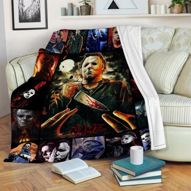 Custom Horror Movie Blanket - Cozy Fleece Throw With Iconic Slasher Design - Image 4