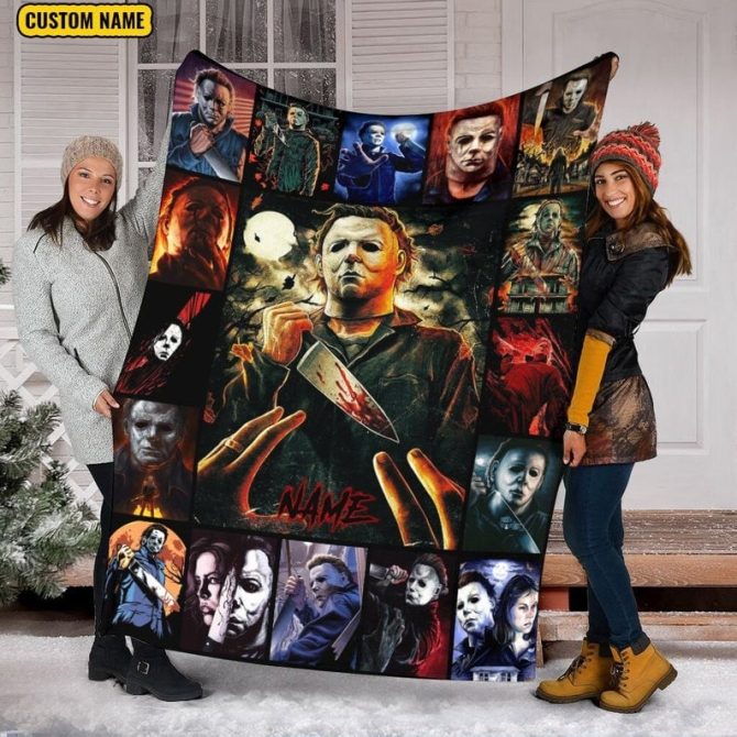 Custom Horror Movie Blanket - Cozy Fleece Throw With Iconic Slasher Design