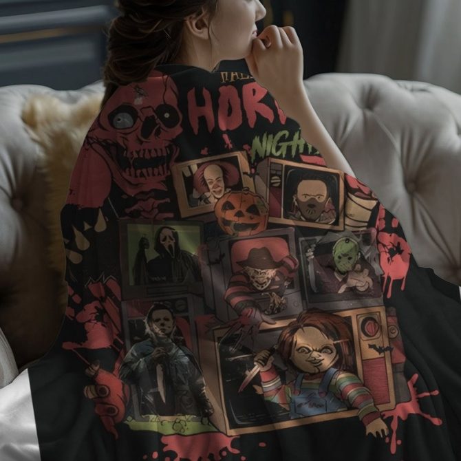 Custom Horror Movie Night Blanket – Personalized Name – Perfect Gift For Scary Movie Fans! - Image 3