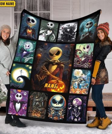 Customizable Halloween Blanket With Spooky Characters - Cozy Gift For Fans