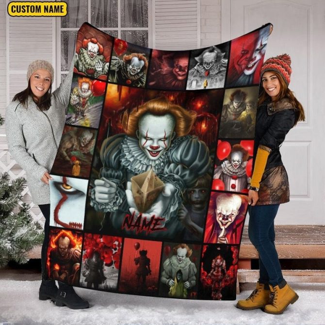 Custom Horror Movie Blanket - Cozy Fleece Throw With Iconic Clown Design - Perfect For Fans & Gifts