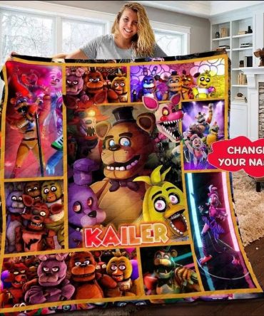 Custom Five Nights At Freddy'S Fleece Blanket - Personalize Your Name - Cozy Gift