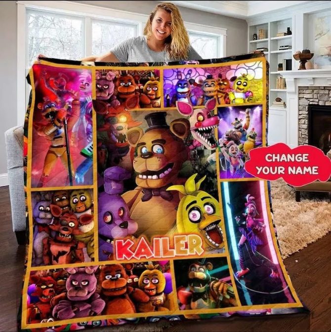 Custom Five Nights At Freddy'S Fleece Blanket - Personalize Your Name - Cozy Gift