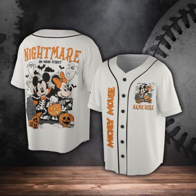 Custom Halloween Mickey Baseball Jersey – Spooky Fun For Disney Fans