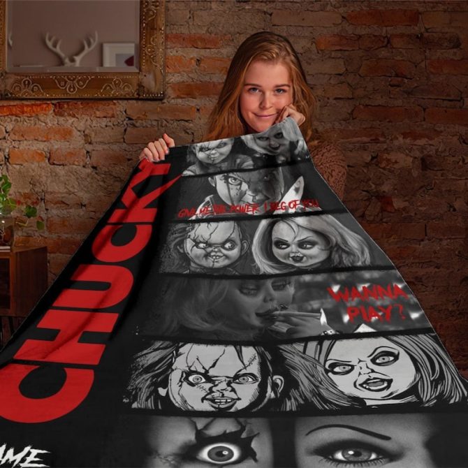 Custom Chucky Horror Fleece Blanket - Cozy Up With Chilling Style! Perfect Gift For Fans - Image 3