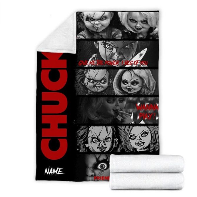 Custom Chucky Horror Fleece Blanket - Cozy Up With Chilling Style! Perfect Gift For Fans - Image 4