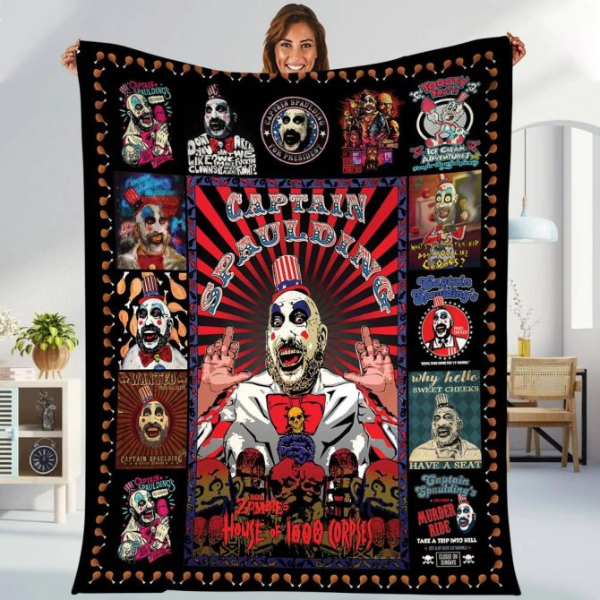 Cozy Horror Fan Blanket - Captain Spaulding Design, Perfect Gift For Movie Lovers