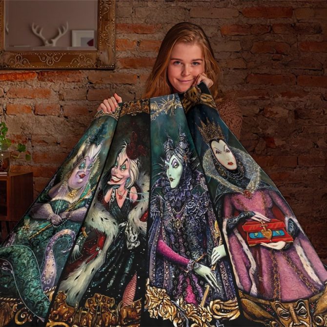 Cozy Gothic Villains Fleece Blanket - Perfect Gift For Fans Of Dark Fantasy Art - Image 4
