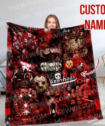 Custom Horror Movie Collage Blanket – Personalized Name Gift For Fans