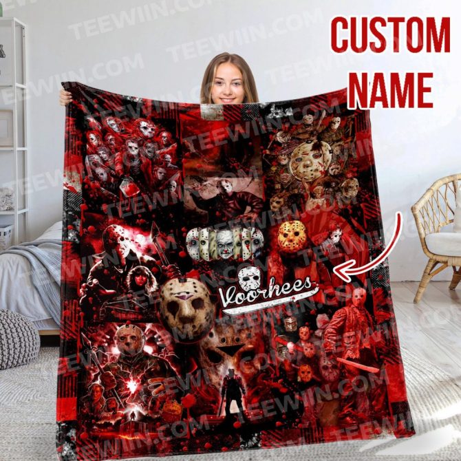 Custom Horror Movie Collage Blanket – Personalized Name Gift For Fans