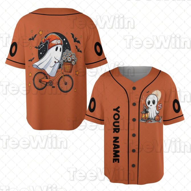Custom Halloween Ghost Baseball Jersey - Personalized Spooky Design, Perfect For Halloween Fun!