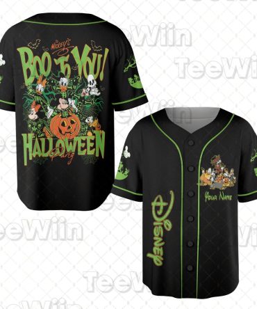 Custom Halloween Party Baseball Jersey – Spooky Disney Design, Personalized Name, Unisex Tee