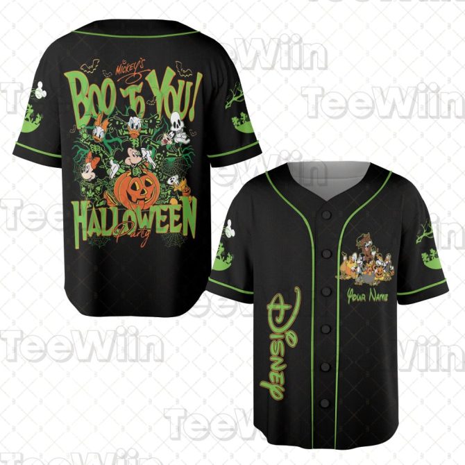 Custom Halloween Party Baseball Jersey – Spooky Disney Design, Personalized Name, Unisex Tee