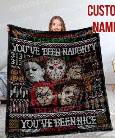 Custom Horror-Themed Blanket – Unique Gift For Movie Fans, Add Your Name!