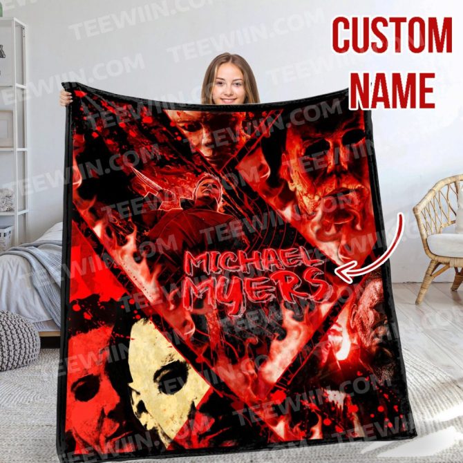 Custom Horror Movie Blanket - Personalized Michael Myers Design - Cozy Fleece Throw For Movie Nights - Image 2